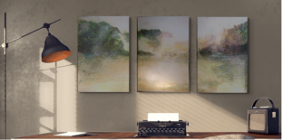 Abstract painting Space To Breathe mockup desk