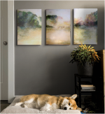 Abstract painting Space To Breathe mockup dog