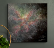 abstract painting More Than All The Stars mockup plant